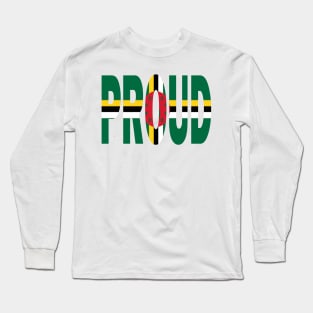 Dominica Flag Designed in The Word Proud - Soca Mode Long Sleeve T-Shirt